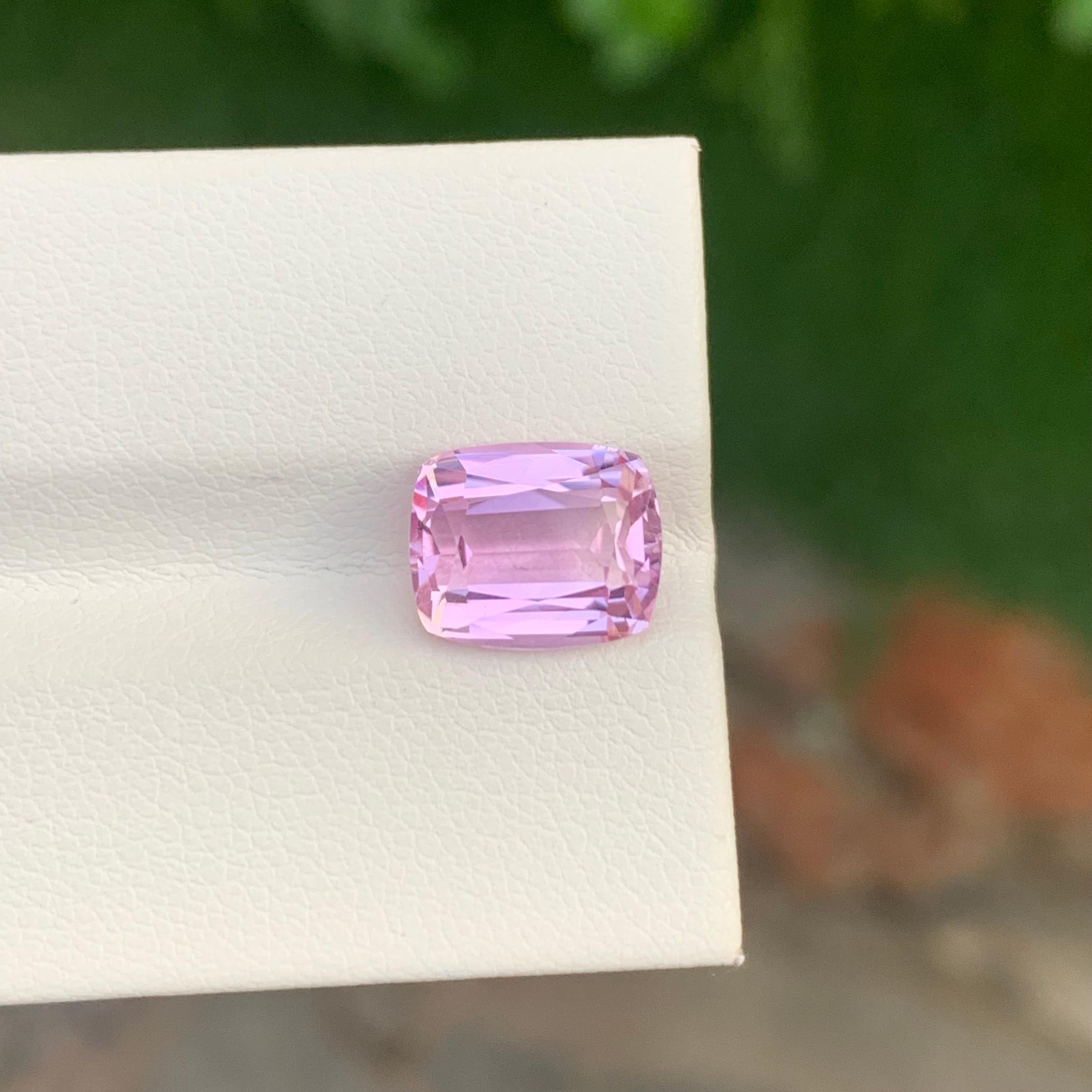 Arts and Crafts 4.20 Carat Natural Loose Pink Kunzite Cushion Shape Gemstone For Ring For Sale