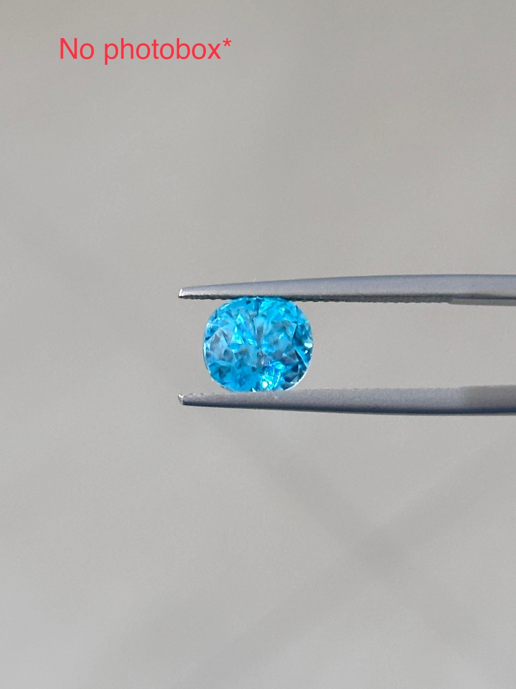 A beautiful sparkling Cushion-Cut 'Sky-Blue' Zircon from Ratanakiri, Cambodia.

Rare sparkling Blue Zircon is only found at one place in the world at Ratanakiri province in Northeast Cambodia. Blue Zircon in this vivid blue color is very rare
