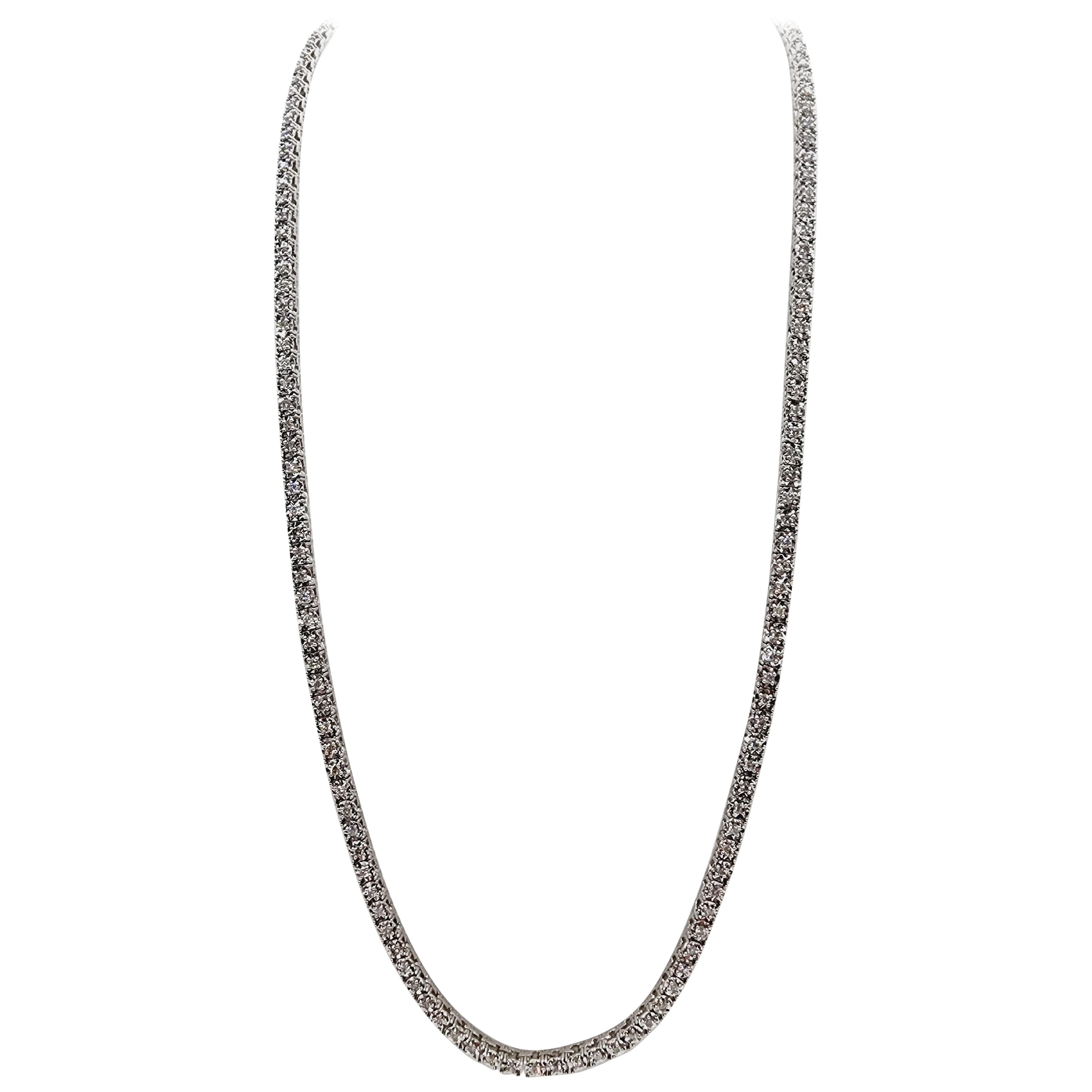 4,20 Karat runder Brillant Diamant Illusion Halskette 14 Karat Weißgold 22''