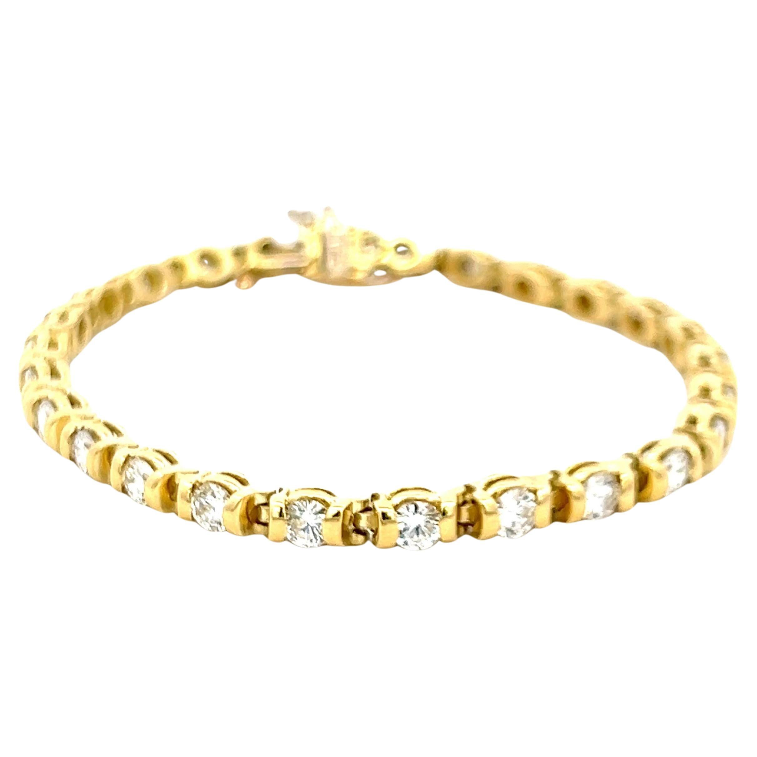 4,20 carati di diamante rotondo brillante H VS1 in oro giallo 18 carati Bracciale da tennis