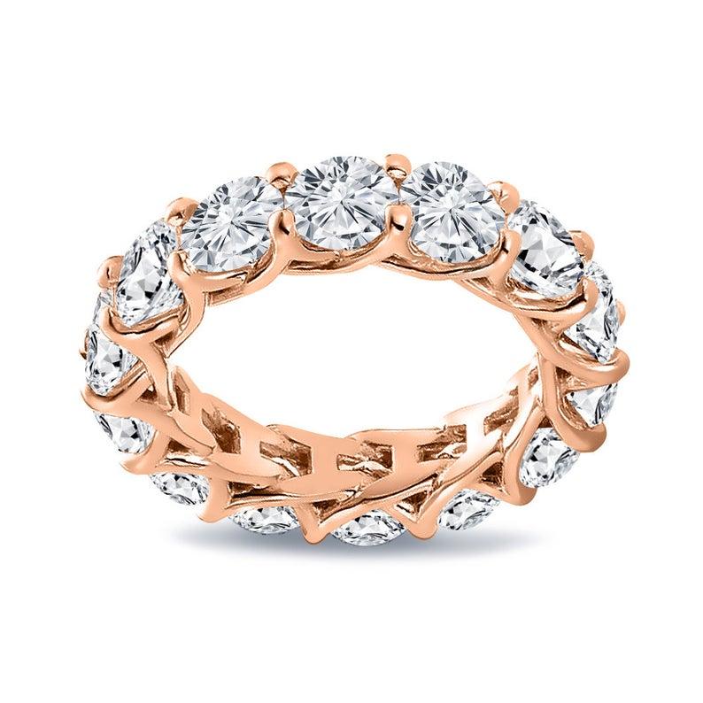 For Sale:  4.20 Carat Round Cut Eternity Band Shared Prong in White Gold G, SI2 3
