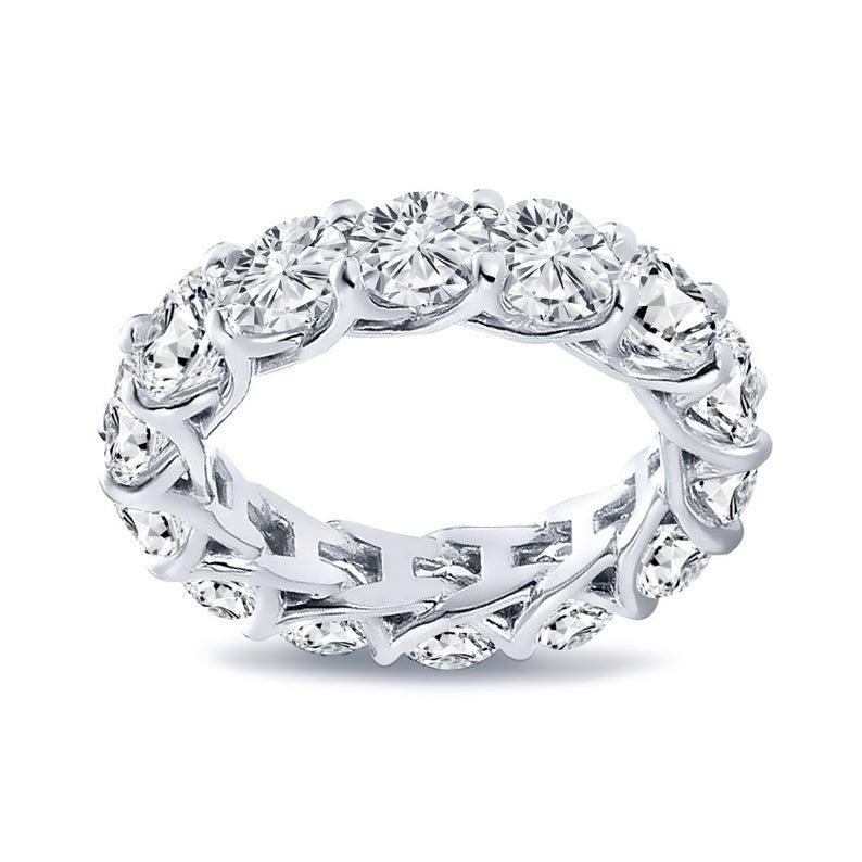 For Sale:  4.20 Carat Round Cut Eternity Band Shared Prong in White Gold G, SI2 4