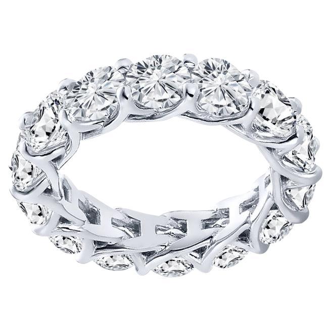 For Sale:  4.20 Carat Round Cut Eternity Band Shared Prong in White Gold G, SI2