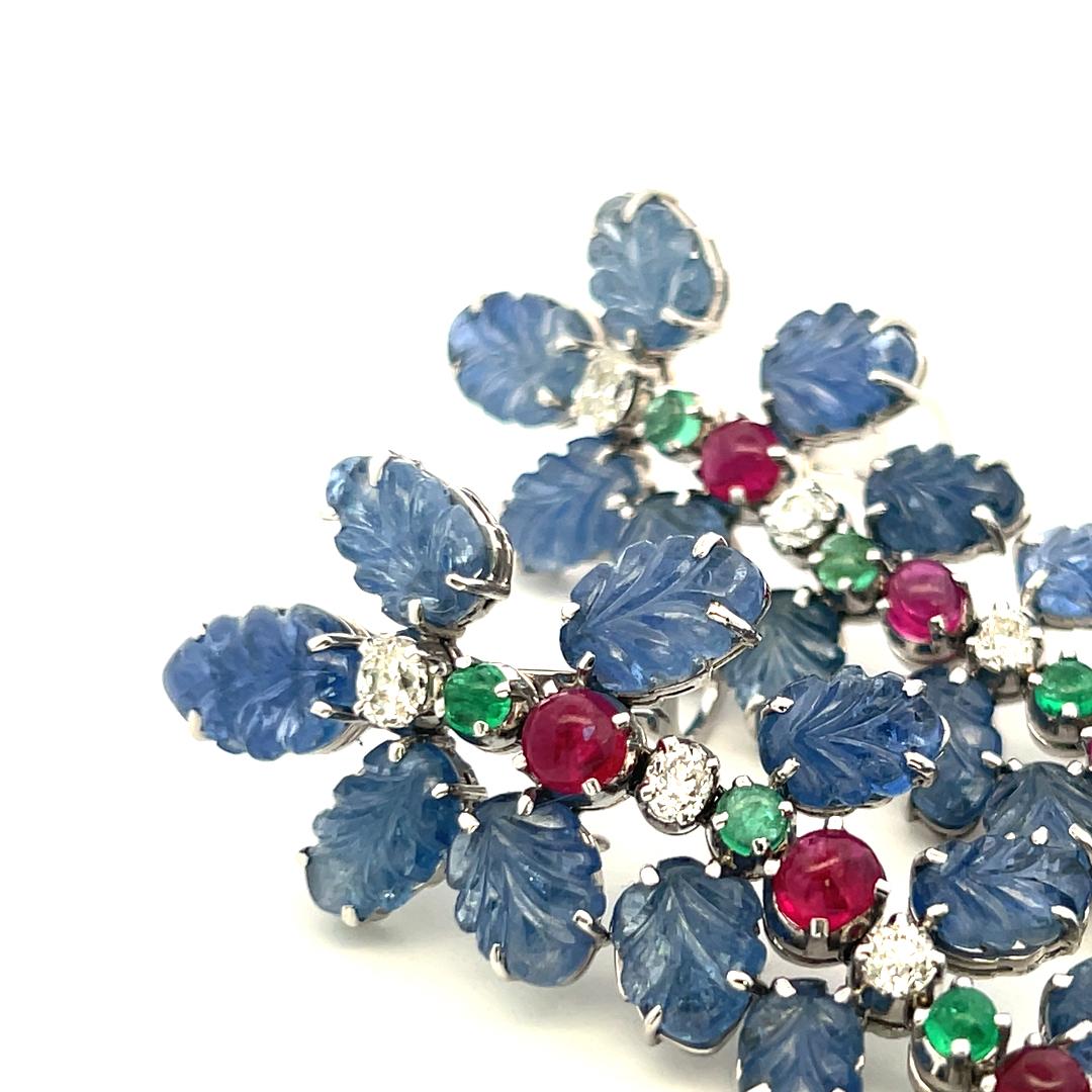 4,20 Karat Rubin Smaragd 1,60 Karat alter europäischer Diamant Plat Ohrringe im Angebot 5