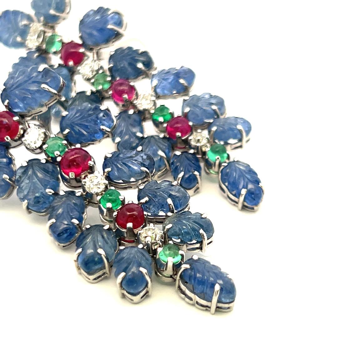 4,20 Karat Rubin Smaragd 1,60 Karat alter europäischer Diamant Plat Ohrringe im Angebot 6