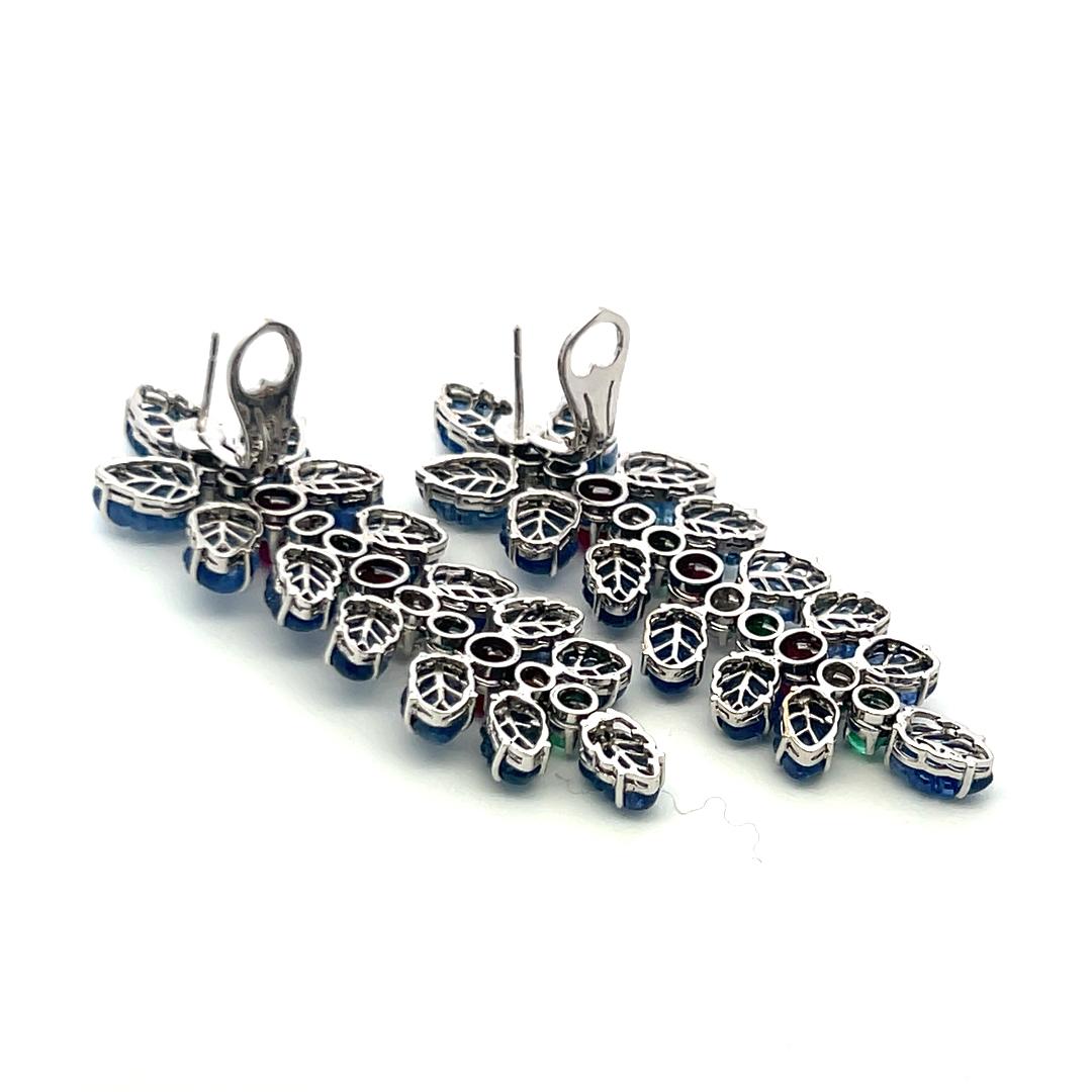 4,20 Karat Rubin Smaragd 1,60 Karat alter europäischer Diamant Plat Ohrringe im Angebot 7