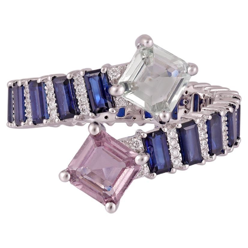 4.20 Carat Sapphire & Diamond Ring in 18 Karat Gold For Sale