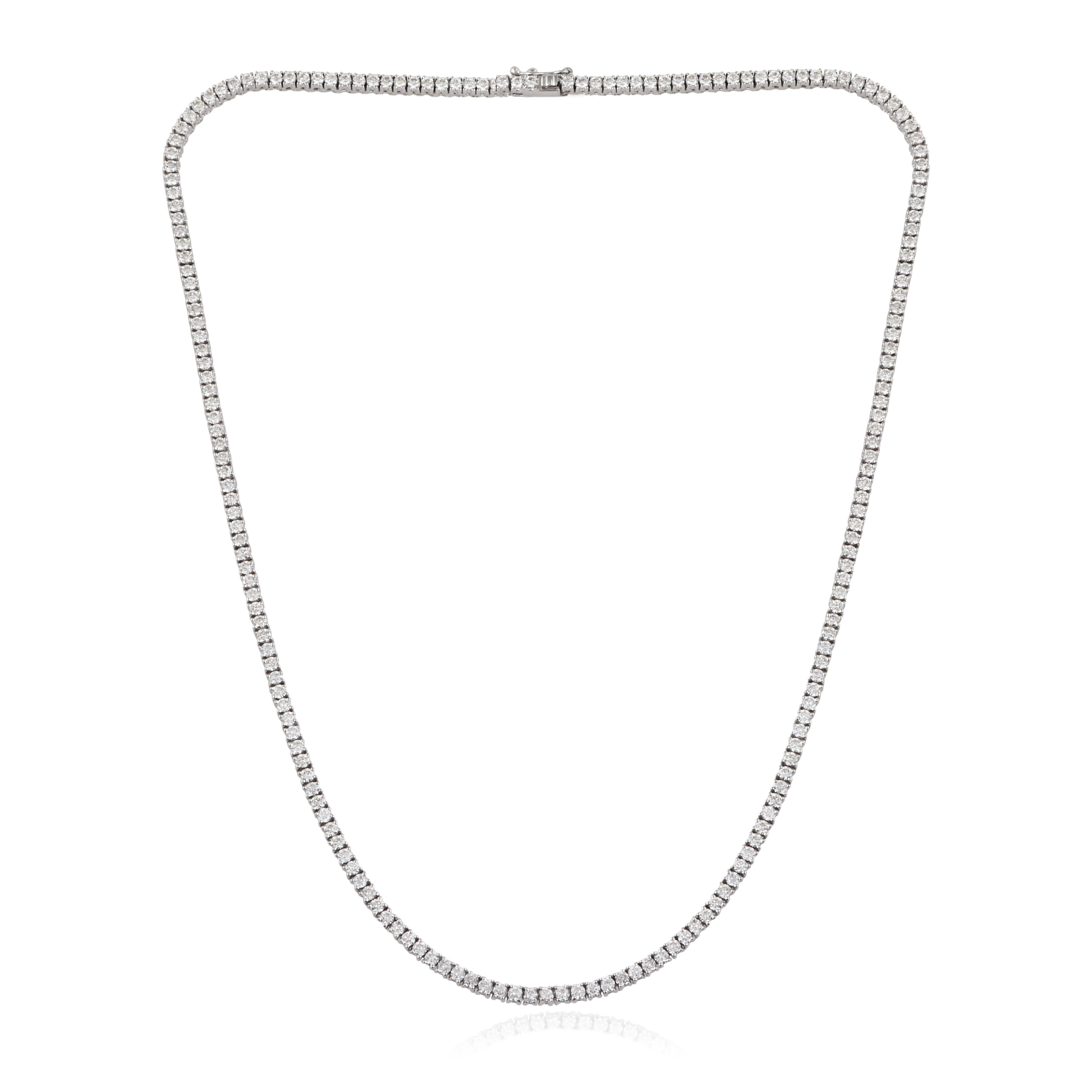 4.20 Carat SI/H Round Brilliant Cut Diamond Tennis Necklace 18 Karat White Gold