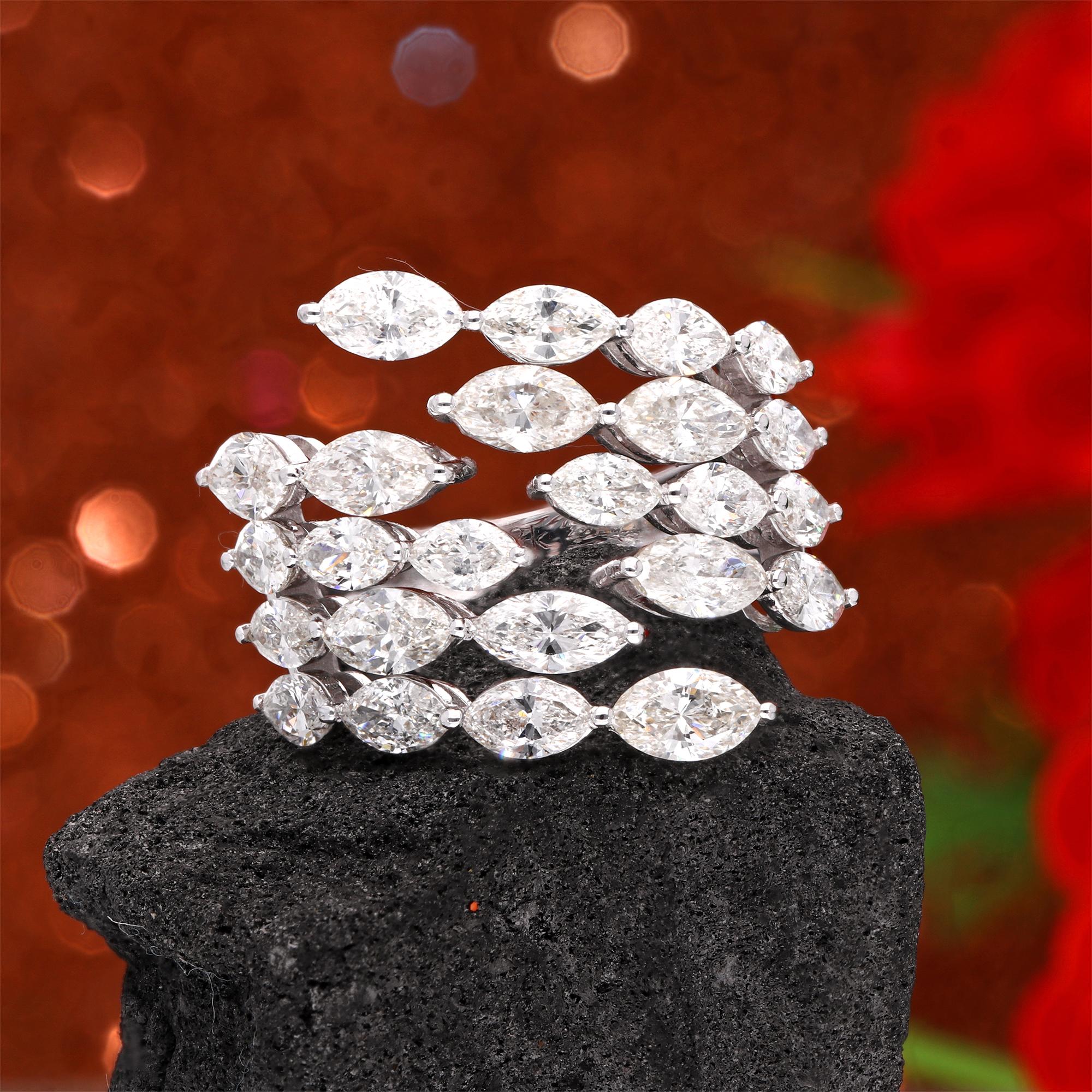 4.20 Carat SI Clarity HI Color Marquise Diamond Wrap Ring 14 Karat White Gold In New Condition For Sale In Diera, Dubai