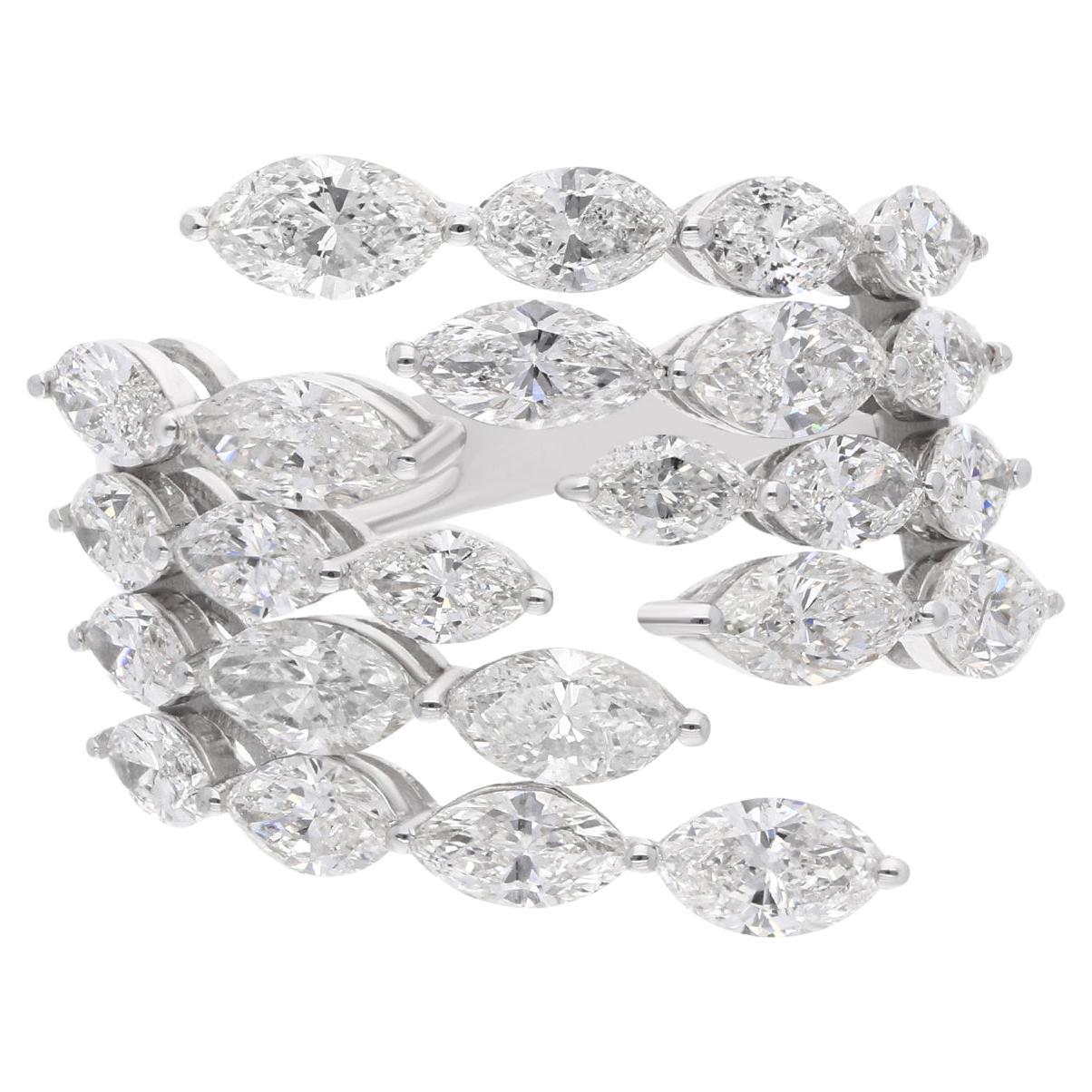 4,20 Carati SI Clarity HI Color Marquise Diamond Wrap Ring Oro bianco 14 carati