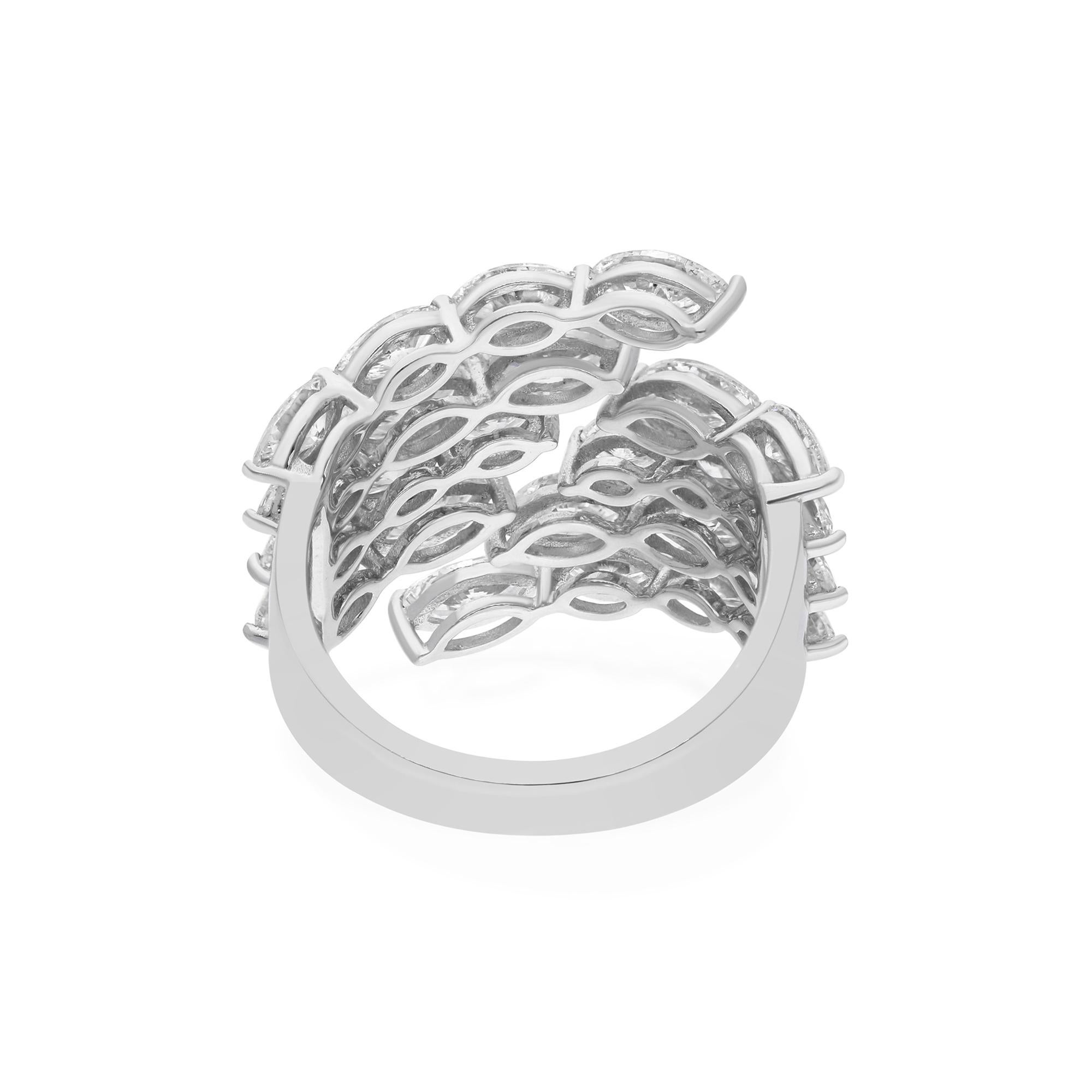 Modern 4.20 Carat SI Clarity HI Color Marquise Diamond Wrap Ring 18 Karat White Gold For Sale