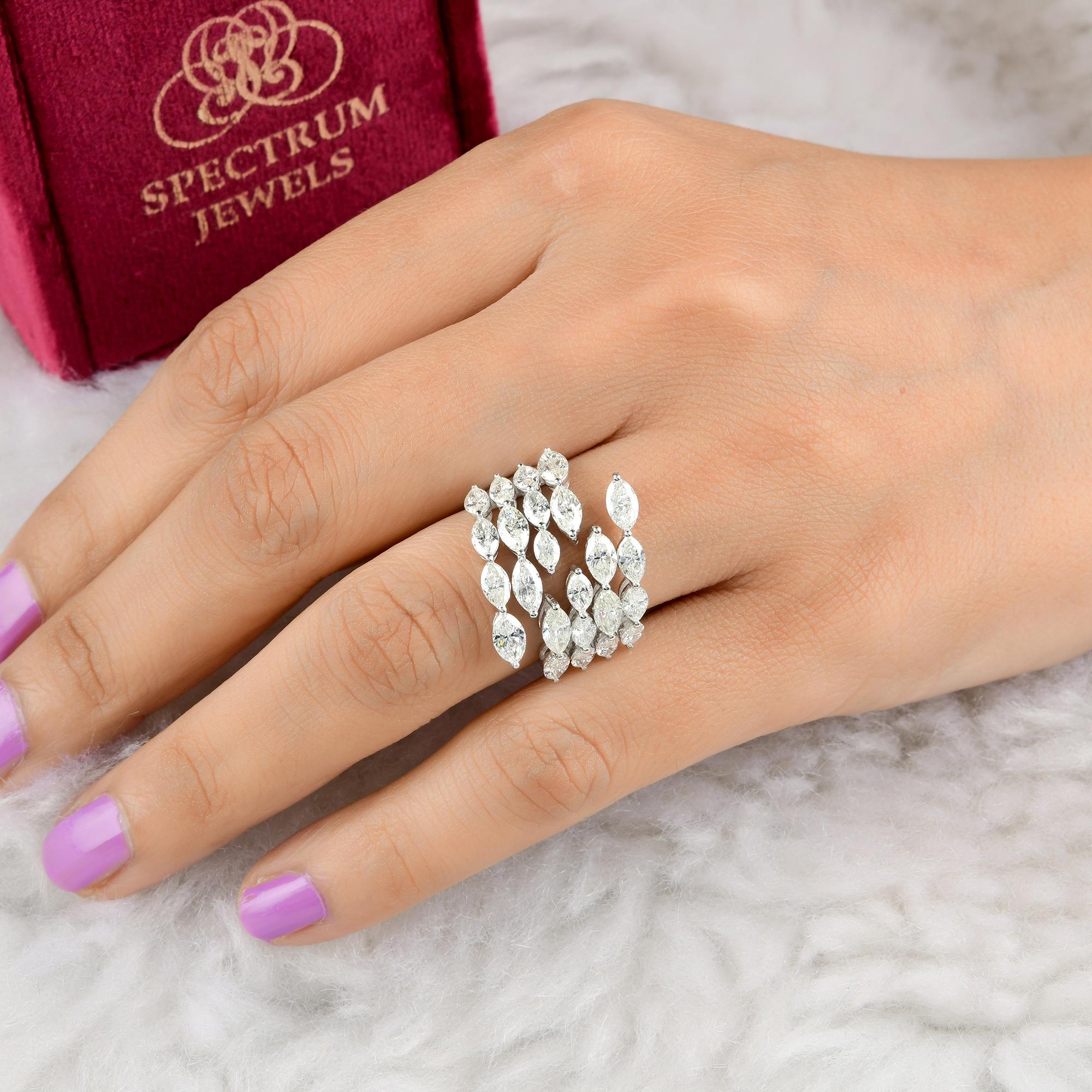 Marquise Cut 4.20 Carat SI Clarity HI Color Marquise Diamond Wrap Ring 18 Karat White Gold For Sale
