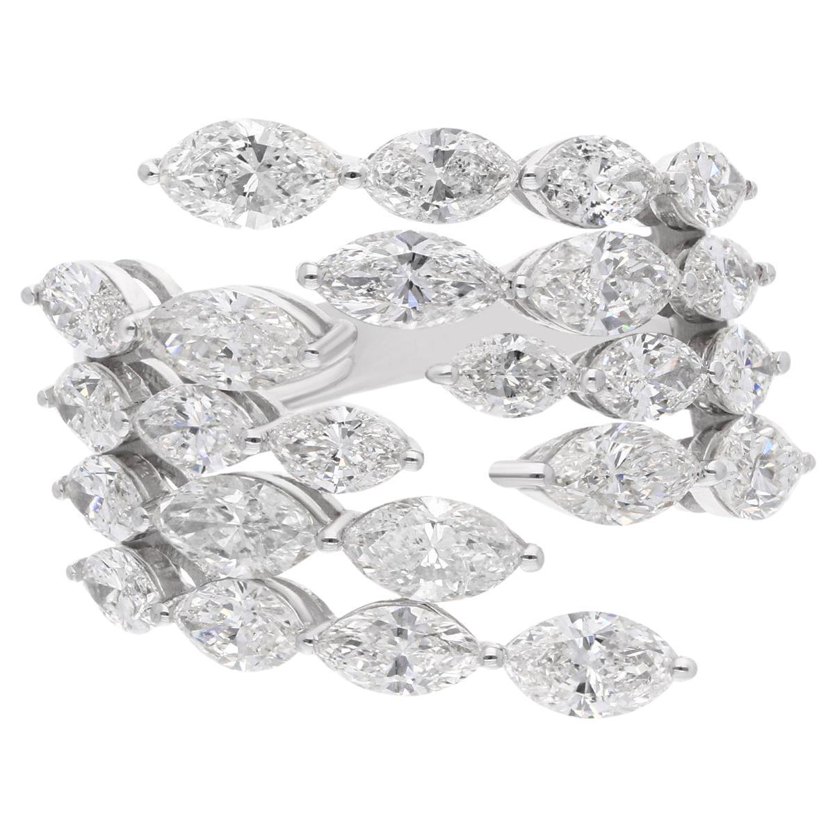 4.20 Carat SI Clarity HI Color Marquise Diamond Wrap Ring 18 Karat White Gold