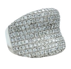 4.20 Carat Total Pavé Diamond Wide Concave Band Ring in 18 Karat White Gold