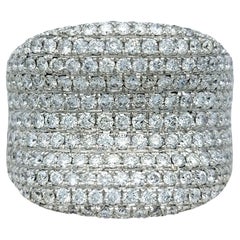 4.20 Carat Total Pavé Diamond Wide Concave Band Ring in 18 Karat White Gold