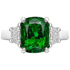 4.20 Carat Tsavorite Garnet and Diamond Ring