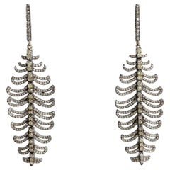 4.20 Carats Articulated Diamond Leaves Paradizia Earrings