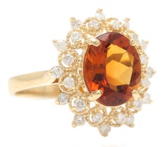 4.20 Carats Exquisite Natural Madeira Citrine and Diamond 14K Solid Yellow Gold