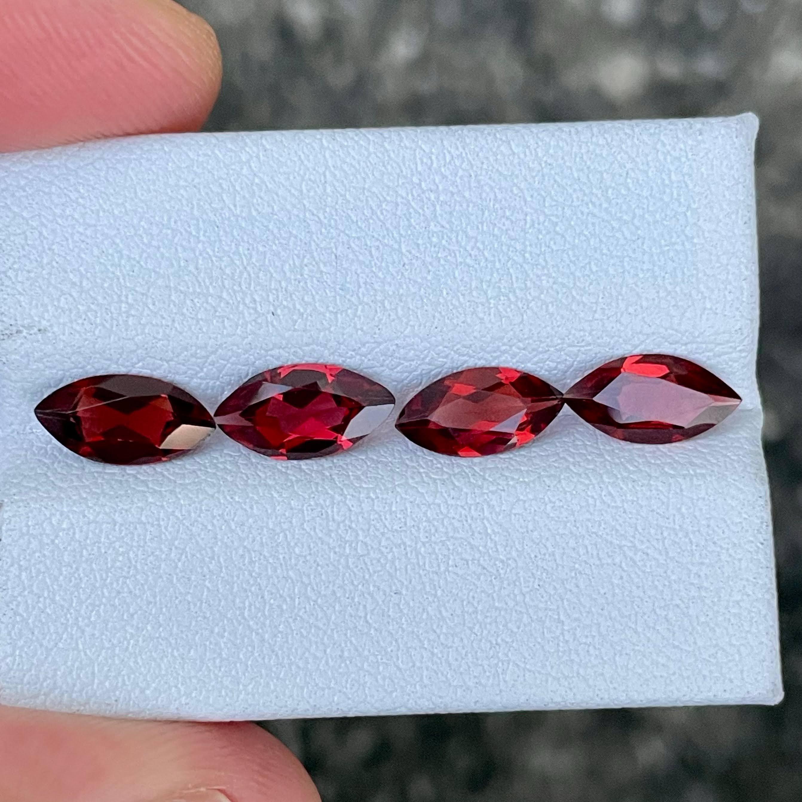 4,20 quilates Conjunto Granate Rodolita Rojo Talla Marquesa Piedras Preciosas Africanas Corte marquesa en venta