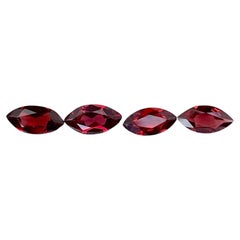 4.20 carats Red Rhodolite Garnet Set Marquise Cut African Gemstones