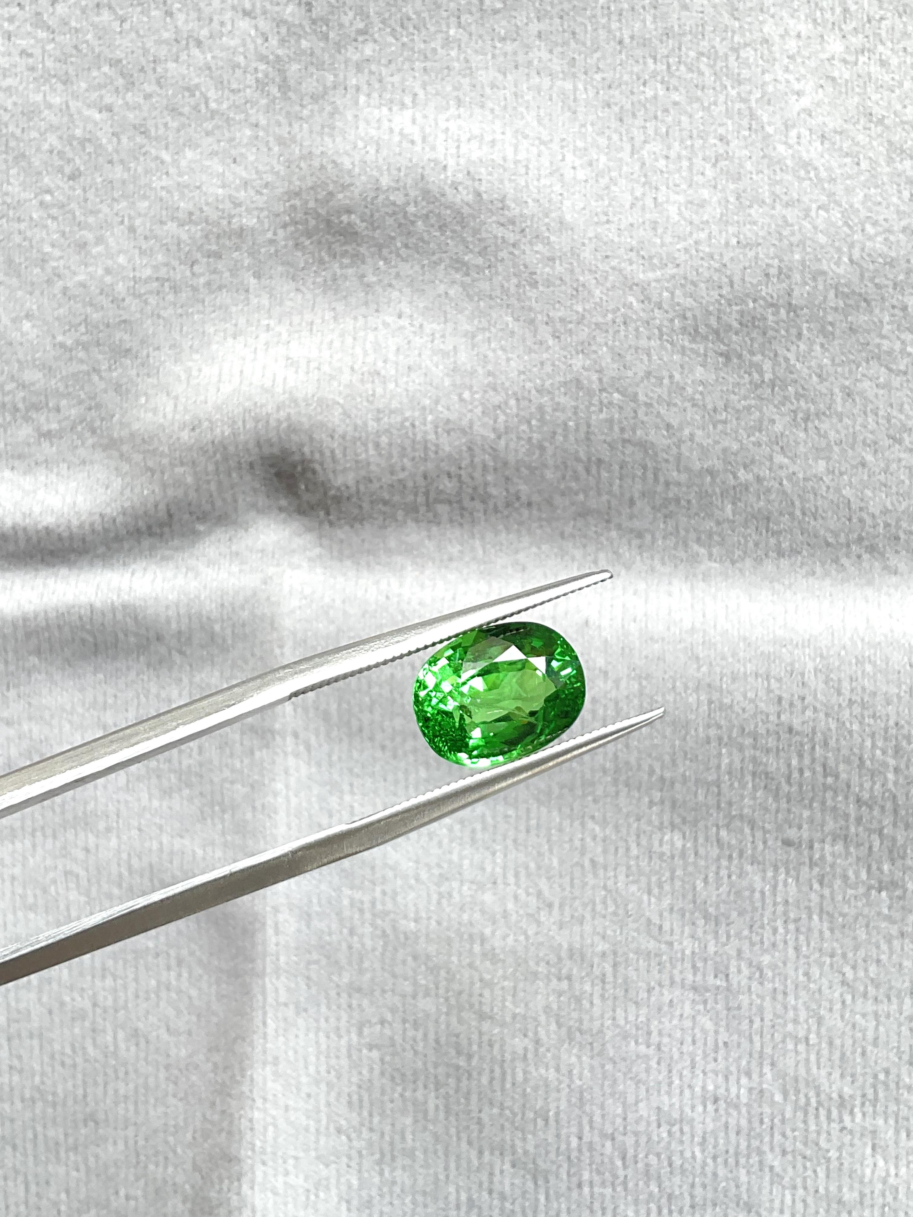 4.20 Carats Top Quality Tanzania Tsavorite Oval Cutstone For jewelry Natural Gem For Sale 6