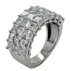 4.20 Ct 3 Row Asscher Cut 'Square Emerald Cut' Diamond Anniversary Ring