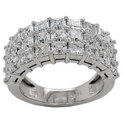 4.20 Ct 3 Row Asscher Cut 'Square Emerald Cut' Diamond Anniversary Ring