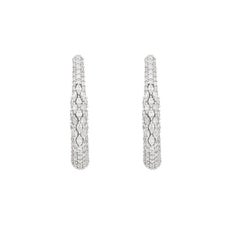 4.20 CT Round Diamond Multi Row Inside-Out Pavé Hoop Earrings 18K White Gold