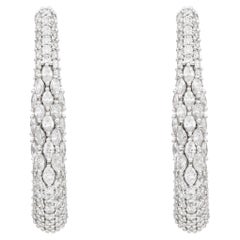 4.20 CT Round Diamond Multi Row Inside-Out Pavé Hoop Earrings 18K White Gold