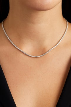 4.20 Ct SI/H Natural Diamond Tennis Graduated Wedding Necklace 18k White Gold