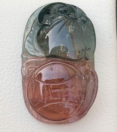 42.00 Carat Unique Bi Color Tourmaline Carving from Madagascar Africa