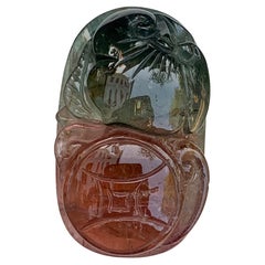 42.00 Carats Natural Loose Bicolor Tourmaline Carving From Madagascar