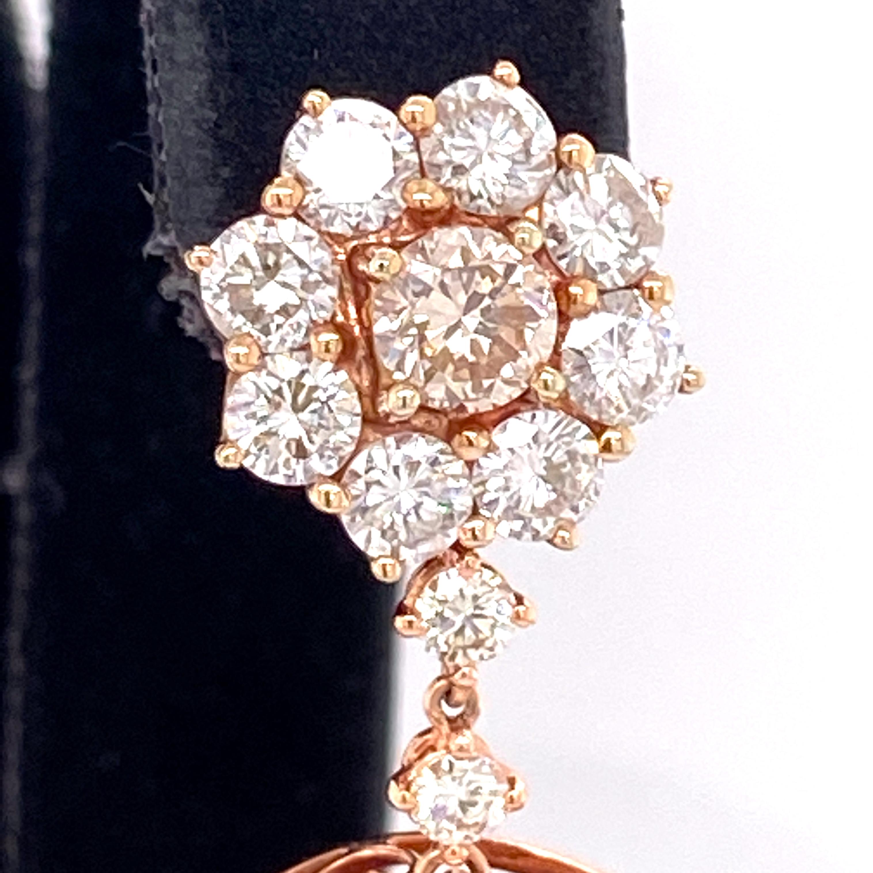 42,02 Karat Rubin Cabochon, rosa Diamant und Diamant Briolette Gold Ohrringe (Zeitgenössisch) im Angebot