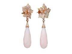 42.06 Carat Pink Opal and Diamond 18 Karat Rose Gold Drop Chandelier Earrings