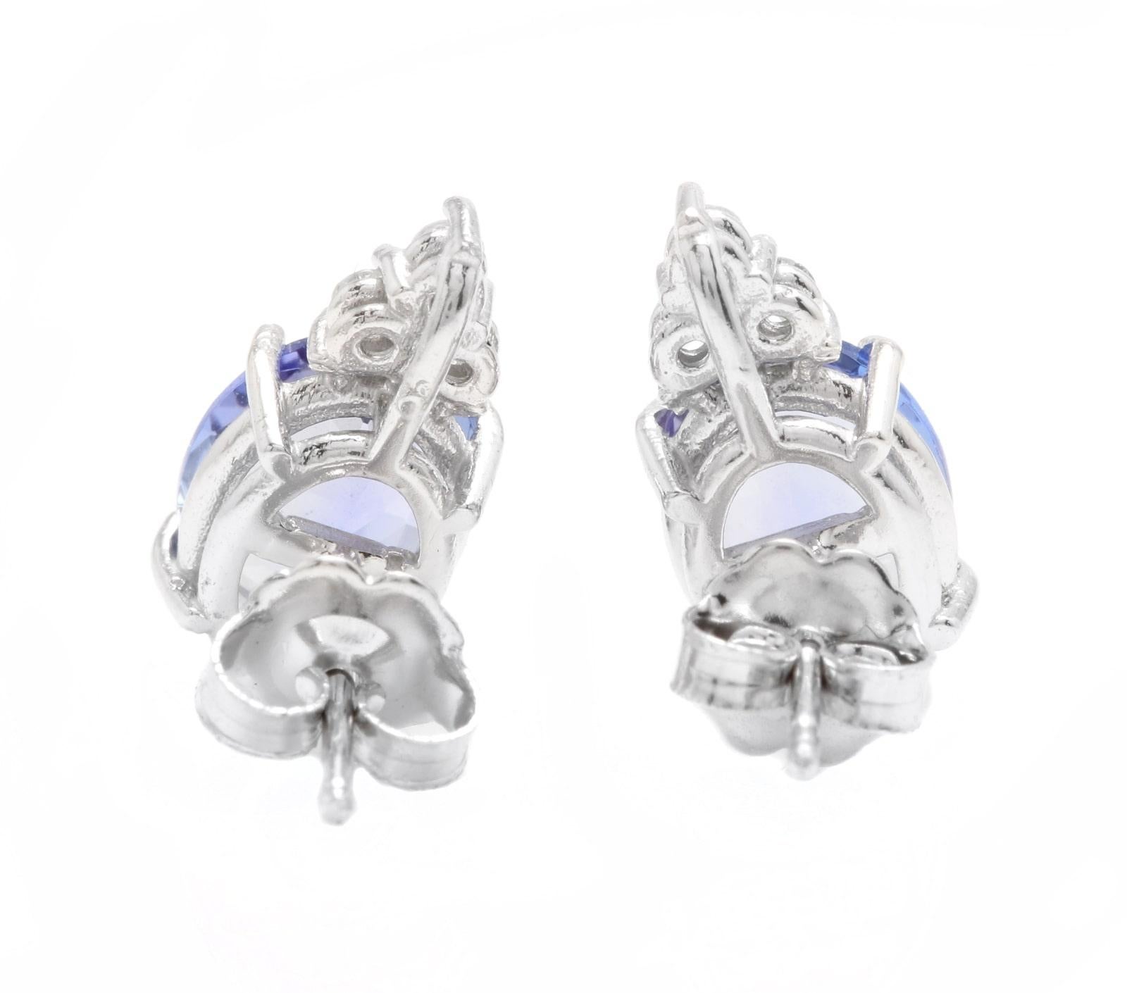 4.20 Carats Natural Tanzanite and Diamond 14K Solid White Gold Stud Earrings

Amazing looking piece! 

Suggested Replacement Value $4,000.00

Total Natural Round Cut White Diamonds Weight: Approx. 0.20 Carat (color G-H / Clarity SI1SI2)

Total