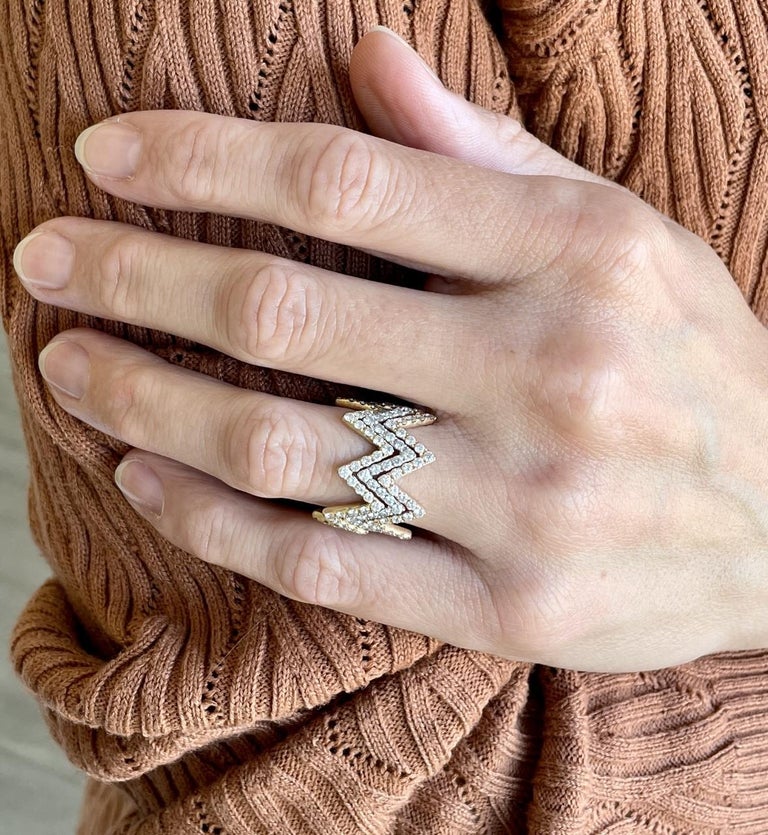 4.20tcw Diamond Zig Zag Trio Stackable Rings in 18k Yellow, White and