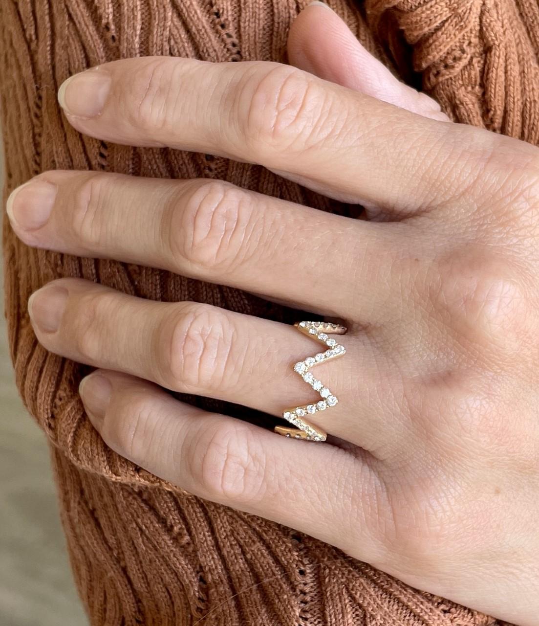 4.20tcw Diamant Zickzack Trio Stapelbare Ringe in 18k Gelb-, Weiß- und Roségold Damen