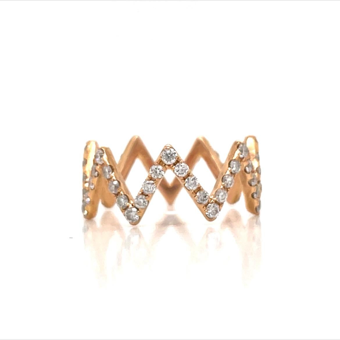 4.20tcw Diamant Zickzack Trio Stapelbare Ringe in 18k Gelb-, Weiß- und Roségold 3