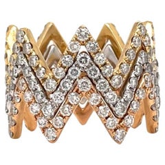 4.20tcw Diamant Zickzack Trio Stapelbare Ringe in 18k Gelb-, Weiß- und Roségold