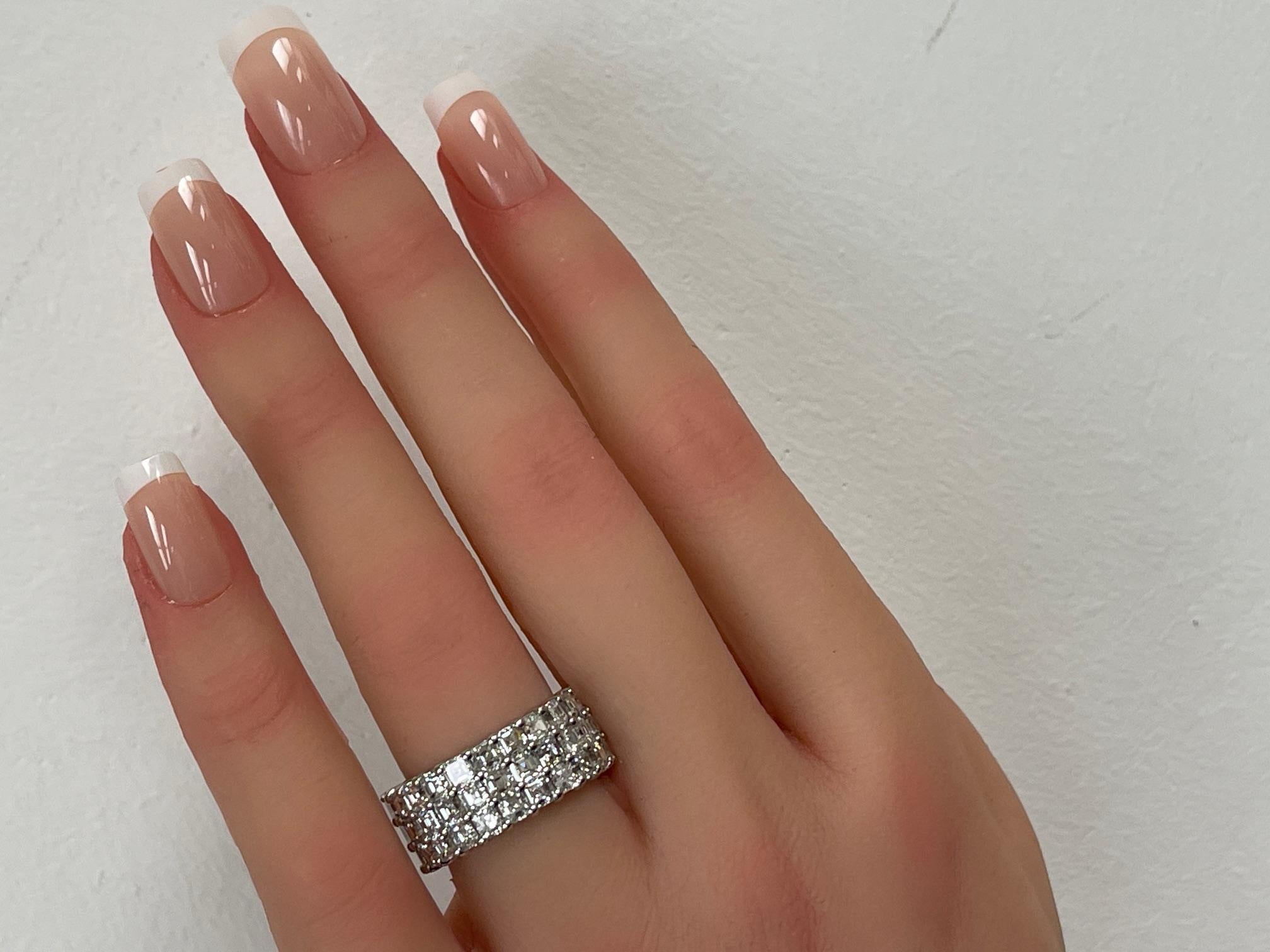 4.21 Carat Asscher Cut Diamond Band in Platinum For Sale 6