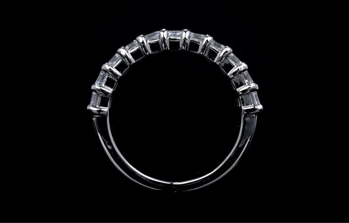 Women's 4.21 Carat Asscher Cut Diamond Band in Platinum For Sale