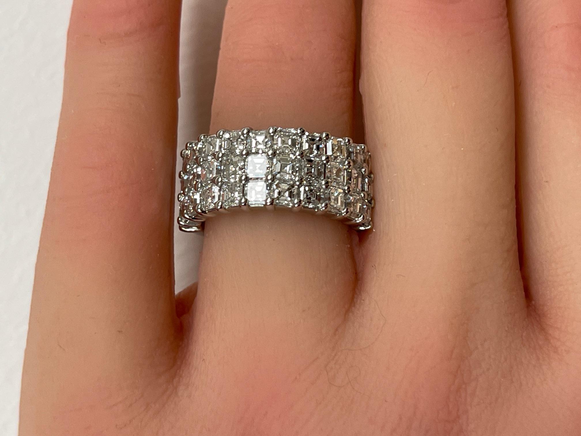 4.21 Carat Asscher Cut Diamond Band in Platinum For Sale 2
