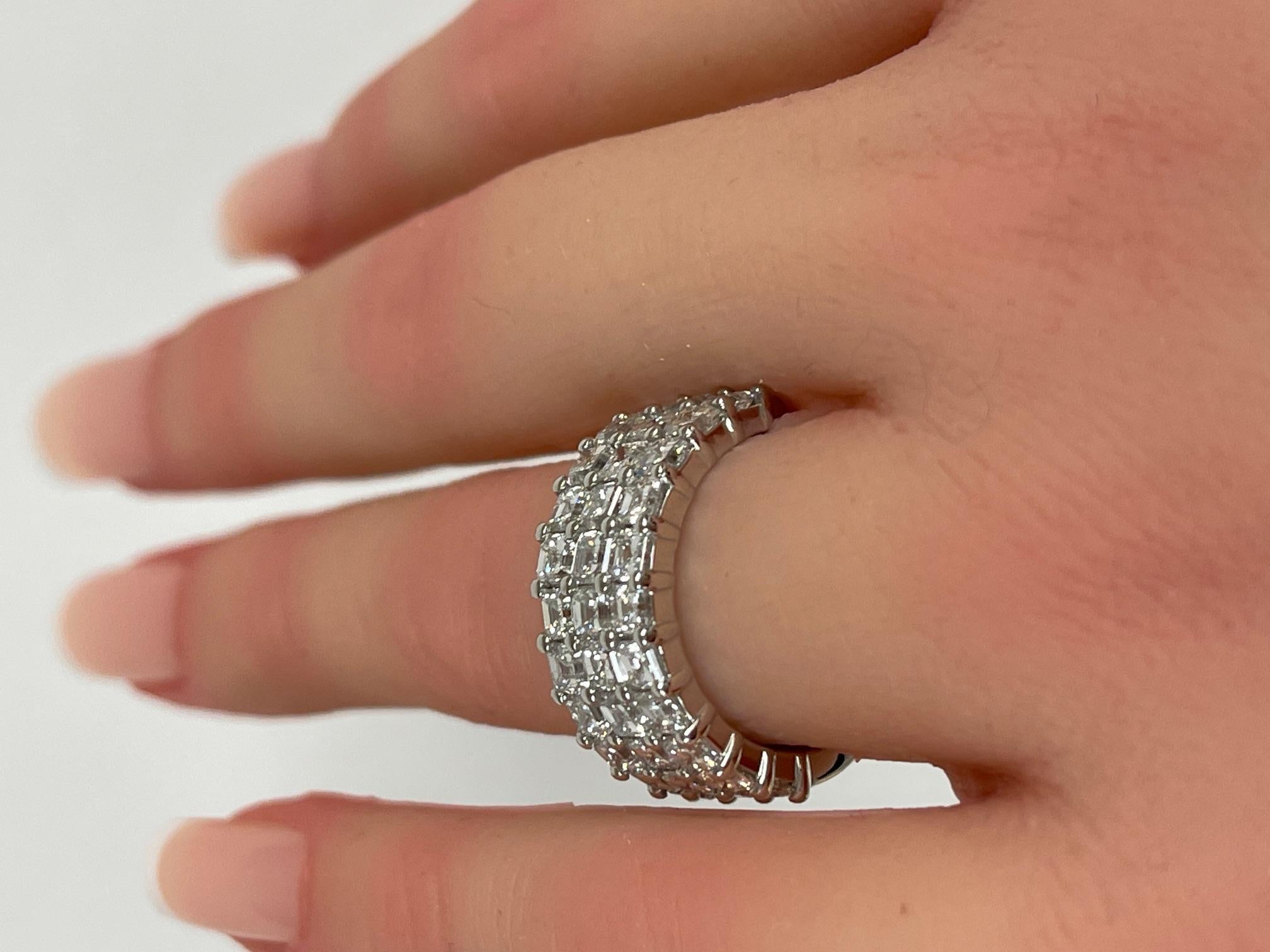 4.21 Carat Asscher Cut Diamond Band in Platinum For Sale 3