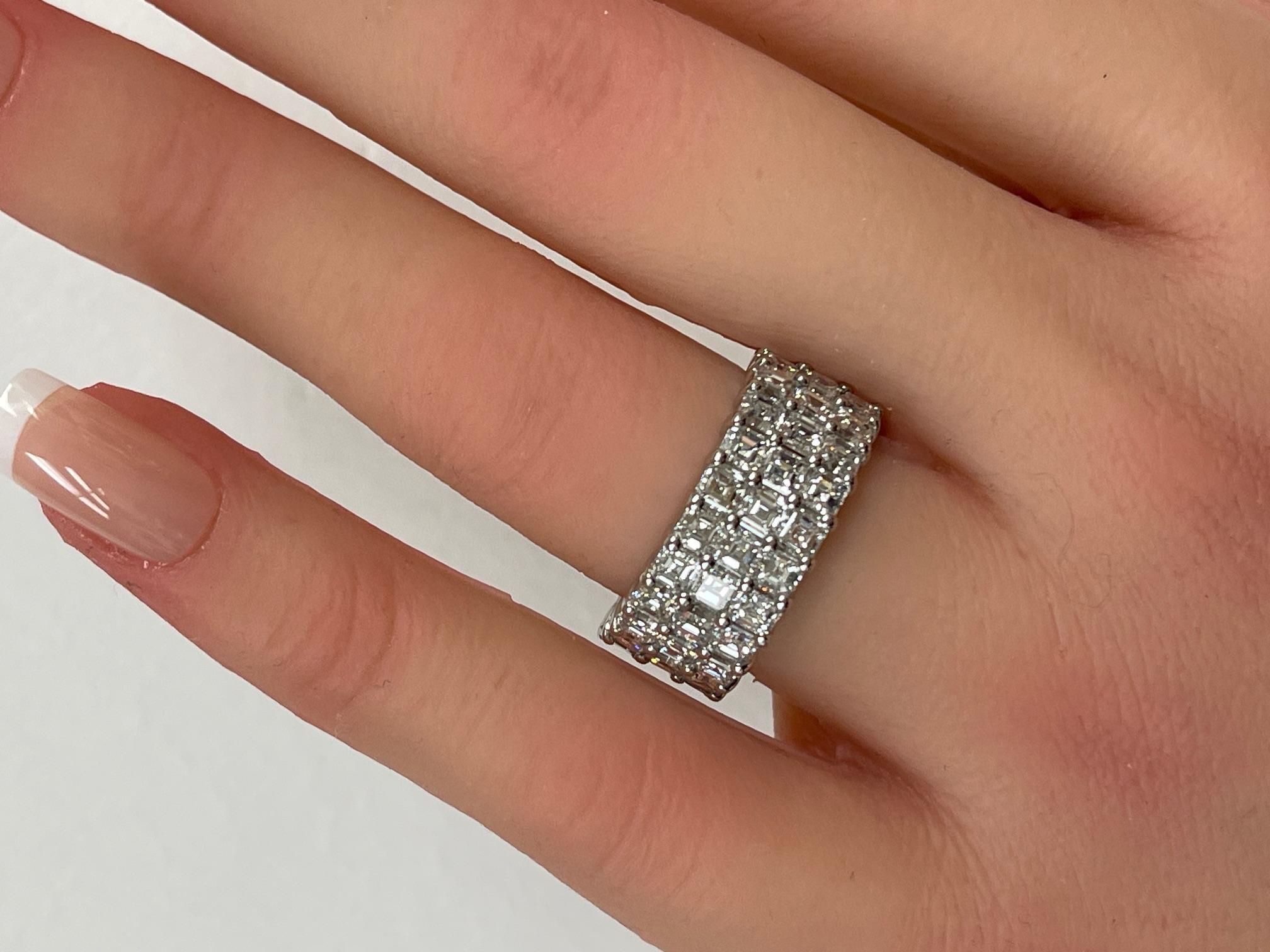 4.21 Carat Asscher Cut Diamond Band in Platinum For Sale 5