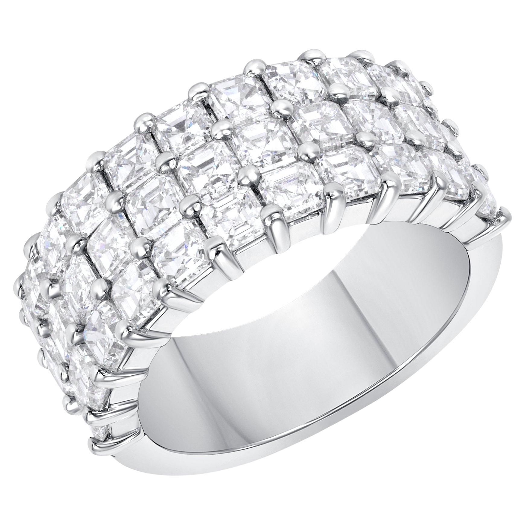 4.21 Carat Asscher Cut Diamond Band in Platinum For Sale