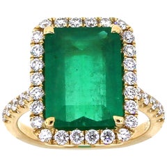4.21 Carat Colombian Emerald and Diamond Cocktail Ring