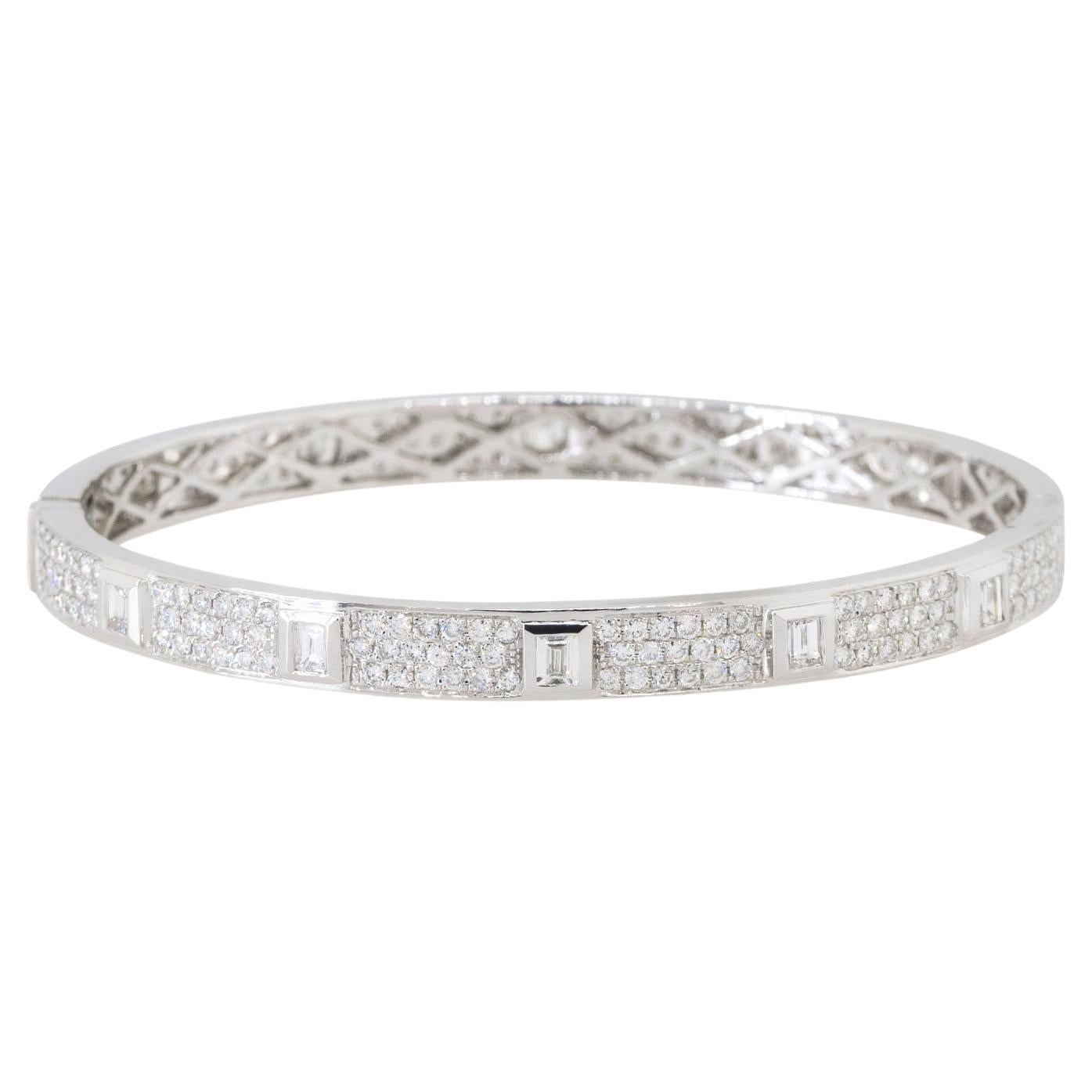 4.21 Carat Diamond Pave Bangle Bracelet 18 Karat in Stock