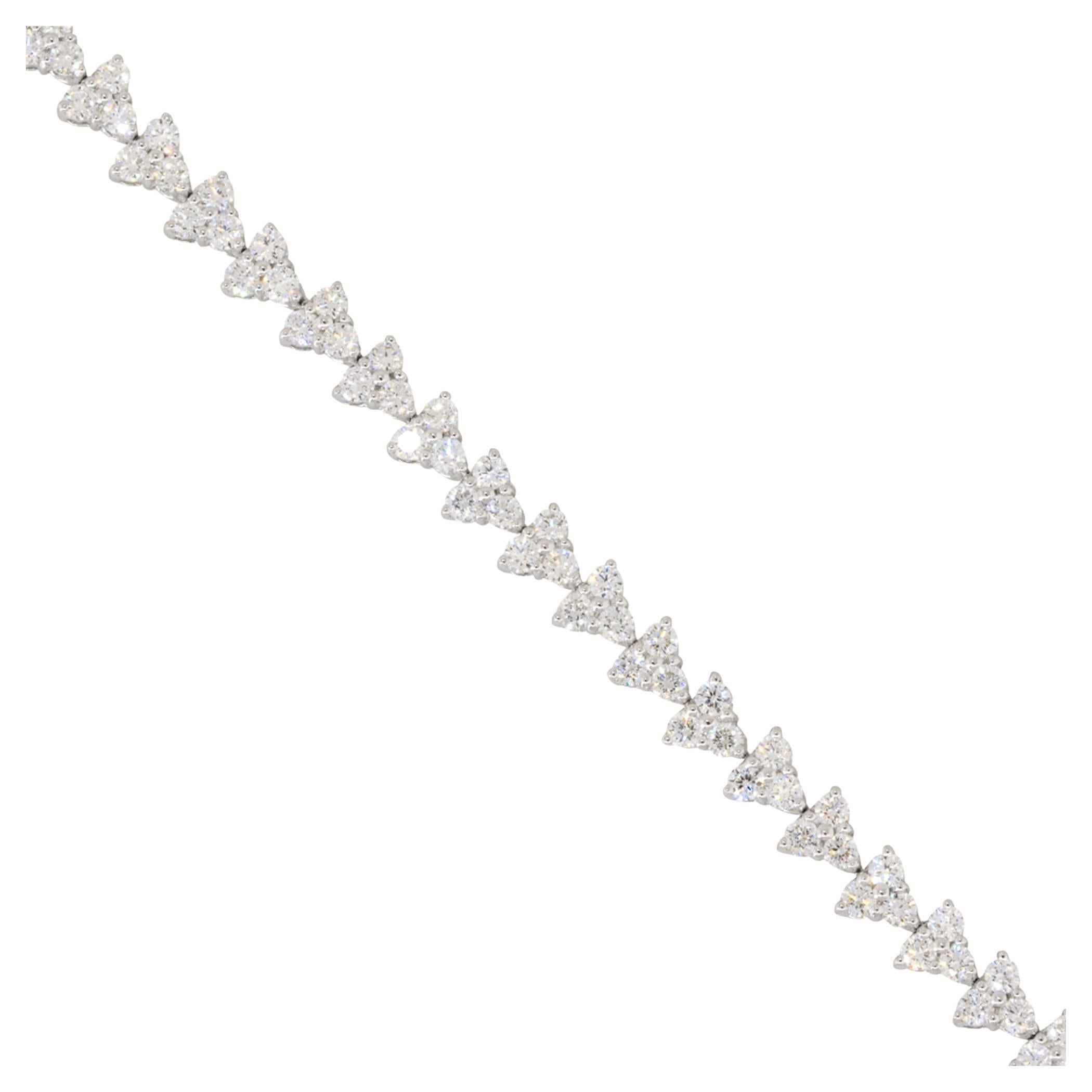 4.21 Carat Diamond Three Stone Tennis Bracelet 18 Karat in Stock For Sale