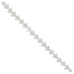 4.21 Carat Diamond Three Stone Tennis Bracelet 18 Karat in Stock