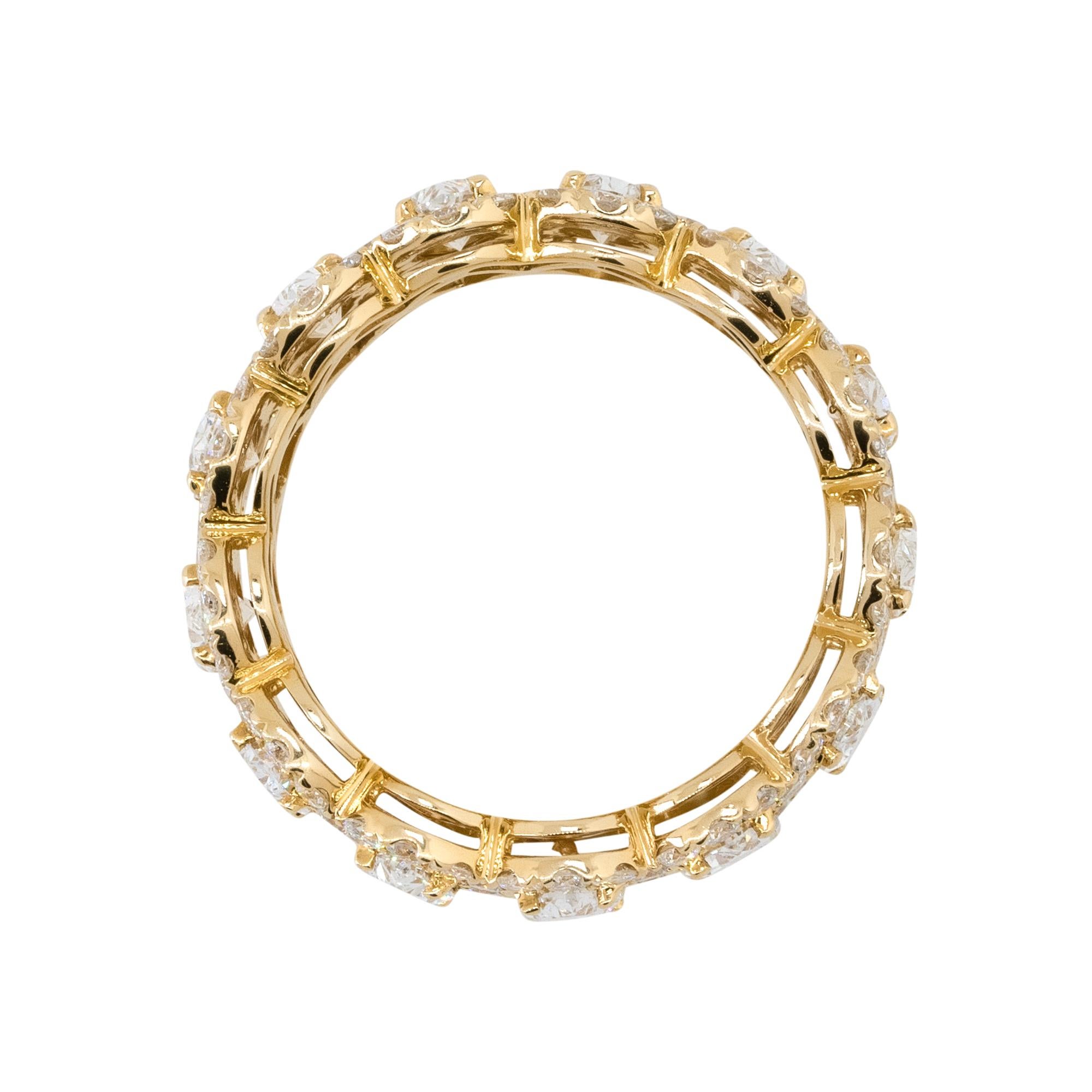 Eternity-Ring aus 18 Karat mit 4,21 Karat ovalem und rundem Diamanten in Wellenform, auf Lager Damen im Angebot